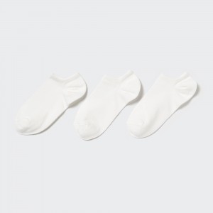 Chaussette Uniqlo Ankle Socks Three Pairs Femme Blanche | 5187-LGYOA