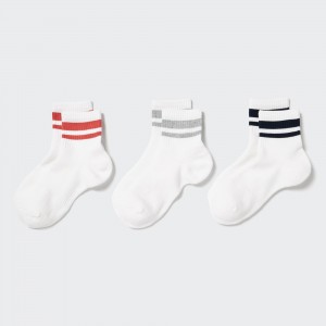 Chaussette Uniqlo Crew Pile Line Socks Three Pairs Femme Blanche | 5263-KUYES