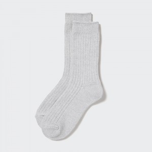 Chaussette Uniqlo Heattech Ribbed Thermal Socks Femme Grise | 4725-SDZXH
