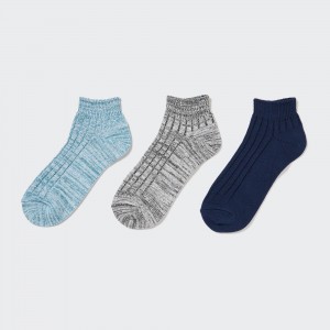 Chaussette Uniqlo Marl Ankle Socks Three Pairs Femme Bleu | 6023-BGLDP