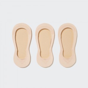 Chaussette Uniqlo Sheer Invisible No Show Socks Three Pairs Femme Beige | 8071-EYRNC