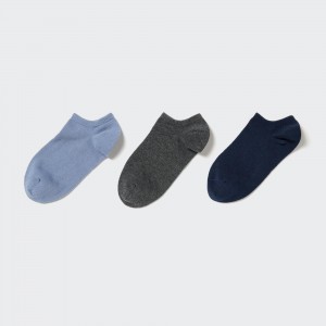 Chaussette Uniqlo Short Socks Three Pairs Femme Bleu | 8104-SKZAW