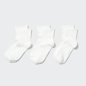 Chaussette Uniqlo Socks Three Pairs Femme Blanche | 5068-BNWCH