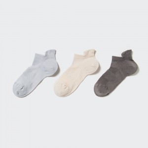 Chaussette Uniqlo Sports Short Socks Three Pairs Femme Grise Clair | 3851-TVSRE