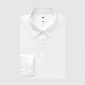 Chemises Uniqlo Easy Care Broadcloth Stretch Slim FiT-Shirt Regular Collar Homme Blanche | 0513-JAUNQ