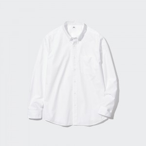 Chemises Uniqlo Extra Fine Cotton Broadcloth Long Sleeve Shirt Homme Blanche | 9461-SGCHT