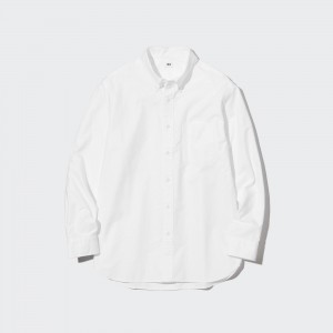 Chemises Uniqlo Regular Fit Oxford Shirt Button Down Collar Homme Blanche | 2483-QWGTB