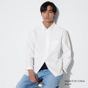 Chemises Uniqlo Regular Fit Oxford Shirt Regular Collar Homme Blanche | 0594-WTIVU