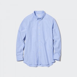 Chemises Uniqlo Slim Fit Oxford Shirt Button Down Collar Homme Bleu | 1724-GTHNZ