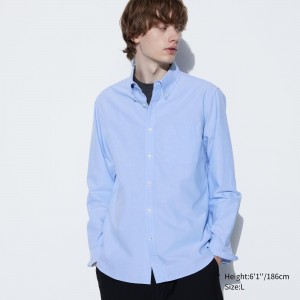 Chemises Uniqlo Slim Fit Oxford Shirt Homme Bleu | 5387-NOGPF