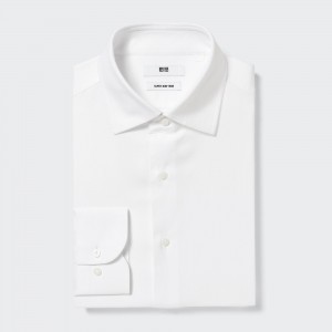 Chemises Uniqlo Super Non Iron Regular FiT-Shirt Semi Cutaway Collar Homme Blanche | 7298-BJUSO
