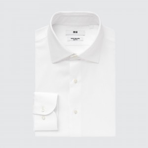 Chemises Uniqlo Super Non Iron Slim FiT-Shirt Semi Cutaway Collar Homme Blanche | 3106-DKVQW