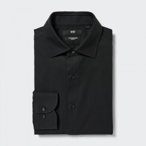 Chemises Uniqlo Super Non Iron Slim FiT-Shirt Semi Cutaway Collar Homme Noir | 7254-TSUWC