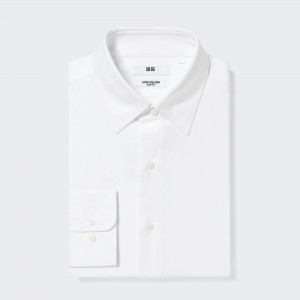 Chemises Uniqlo Super Non Iron Slim FiT-Shirt Regular Collar Homme Blanche | 0726-XJHIB