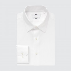 Chemises Uniqlo Super Non Iron Slim FiT-Shirt Regular Collar Homme Blanche | 9571-DFWSQ