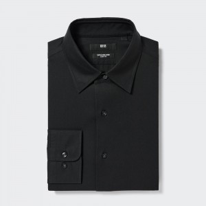Chemises Uniqlo Super Non Iron Slim FiT-Shirt Regular Collar Homme Noir | 9752-KYCIE