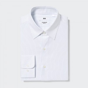 Chemises Uniqlo Super Non Iron Slim Fit Striped Shirt Regular Collar Homme Bleu | 0975-PSXHO
