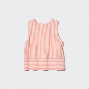 Chemisier Uniqlo Linen Blend Sleeveless Blouse Femme Orange Clair | 1865-WTOCG