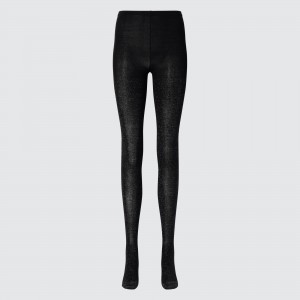 Collant Uniqlo Heattech Glitter Knitted Thermal Tights Femme Noir | 0453-YDSVB