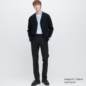 Costumes Uniqlo Airsense Ultra Light Cotton Like Trousers Long Homme Noir | 0276-OVITZ