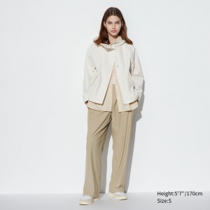 Hauts Uniqlo Airism Ultra Stretch Straight Wide Leg Trousers Femme Beige | 7130-CXGTO
