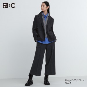 Hauts Uniqlo Brushed Jersey Cropped Fit Trousers Femme Grise Foncé | 0578-JOTBD