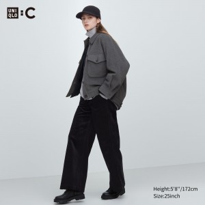 Hauts Uniqlo Corduroy Wide Leg Trousers Femme Noir | 2148-AOCWH