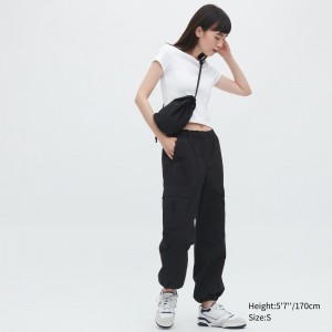 Hauts Uniqlo Easy Wide Fit Cargo Trousers Femme Noir | 5367-OHBXG