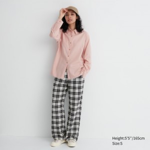 Hauts Uniqlo Flannel Trousers Femme Blanche | 6479-ZYECN