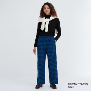 Hauts Uniqlo Flannel Trousers Femme Bleu | 0582-ZVYLK