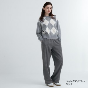 Hauts Uniqlo Flannel Trousers Femme Grise Foncé | 7163-NVAJM