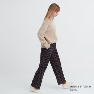 Hauts Uniqlo Flannel Trousers Femme Marron Foncé | 7850-ILFYH