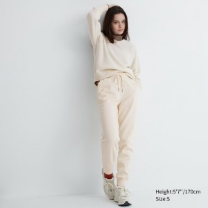 Hauts Uniqlo Heattech Pile Lined Joggers Femme Blanche | 5893-XDYKR