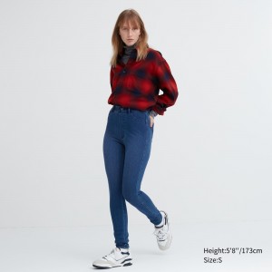 Hauts Uniqlo Heattech Ultra Stretch Denim High Rise Leggings Trousers Long Femme Bleu | 6958-BEXQF