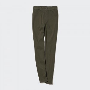 Hauts Uniqlo Heattech Ultra Stretch Thermal Leggings Trousers Long Femme Vert Olive | 4712-SNXEZ