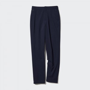 Hauts Uniqlo Heattech Warm Lined Trousers Long Femme Bleu Marine | 9854-ZTIVE