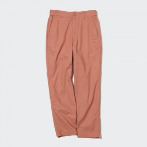 Hauts Uniqlo Linen Cotton Tapered Trousers Femme Marron | 6152-JIPGC