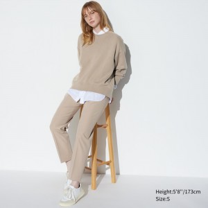 Hauts Uniqlo Smart Ankle Length Trousers Long Femme Beige | 5614-RTUAE