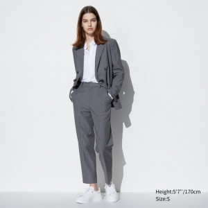Hauts Uniqlo Smart Ankle Length Trousers Femme Grise | 5741-HKWSC