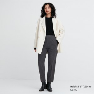 Hauts Uniqlo Smart Brushed Herringbone Ankle Length Trousers Femme Grise Foncé | 5410-KPJEQ