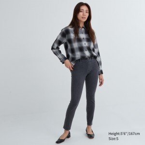 Hauts Uniqlo Ultra Stretch Denim Leggings Femme Grise Foncé | 0486-UJHYM