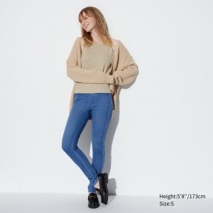 Hauts Uniqlo Ultra Stretch Denim Leggings Long Femme Bleu | 6139-KIPWN