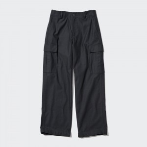 Hauts Uniqlo Wide Straight Leg Cargo Trousers Long Femme Grise Foncé | 5243-GBJHW
