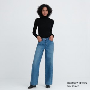 Jean Uniqlo Low Rise Baggy Fit Jeans Femme Bleu | 7503-NHKSL