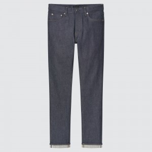 Jean Uniqlo Selvedge Stretch Slim Fit Jeans 2021 Season Homme Bleu Marine | 9807-FKYHA