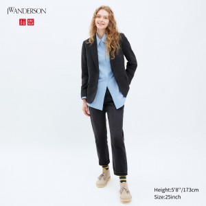 Jean Uniqlo Slim Fit Straight Leg Jeans Femme Grise Foncé | 1427-XCWZL