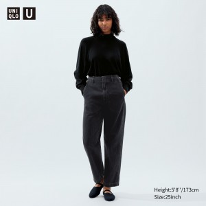 Jean Uniqlo Straight Leg Jeans Femme Grise Foncé | 0812-FIOCM