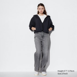Jean Uniqlo Wide Straight Leg Jeans Femme Grise | 7281-BRQHY