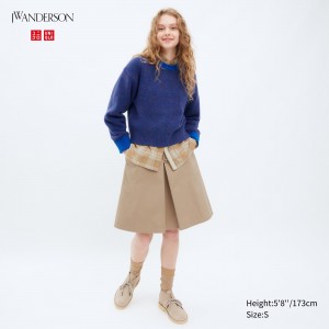 Jupes Uniqlo Cotton Midi Skirt Femme Beige | 3194-AMTIY
