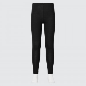 Pantalon Jogging Uniqlo Heattech Thermal Leggings Enfant Noir | 6251-XODSZ